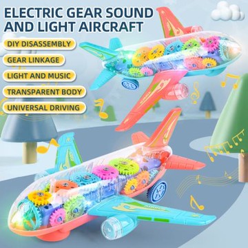 兒童聲光齒輪電動飛機 萬向行走拆裝 亞馬遜熱銷早教玩具批發