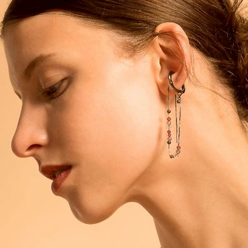 SLOW ROVER｜氣泡星雲 小耳夾+串珠耳線-厚鍍黑金