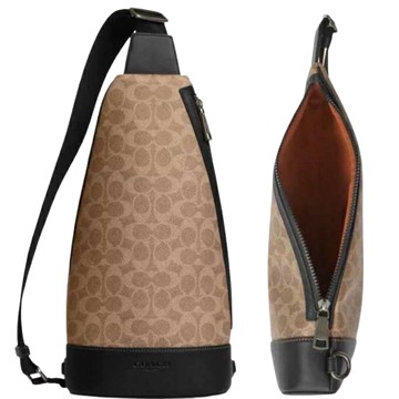 【COACH】新款 滿版緹花 單肩胸背包後背包兩用包