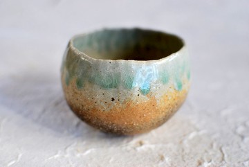 藍綠白沙灘清酒杯 日本茶杯 窯變三級