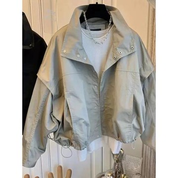 2025春秋季新款女士寬松短外套沖鋒衣短款時尚小個子夾克爆款女裝