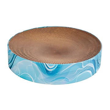 T.N.A. 悠遊 圓型瓦楞紙盆 貓抓板  水波紋 褐色  1個  中(36 x 36 x 8cm)