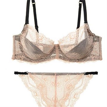 一件代發 性感蕾絲胸罩薄透明誘惑薄款大碼文胸套裝16001