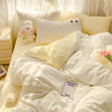 2025新款水洗棉床上四件套奶油風非被套床單三件套學生床