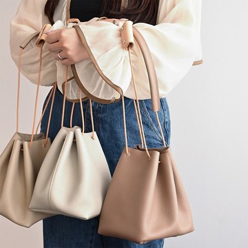 束口袋包 【縮紋皮革】 本革 皮革 姬路皮革 包袋 HS79K