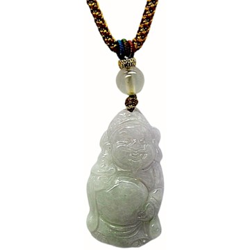 【小樂珠寶】冰透紫羅蘭財神爺 天然A貨翡翠玉石吊墜子項鍊AA41