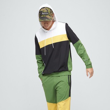 拼接logo連帽上衣(男)-仙人掌綠