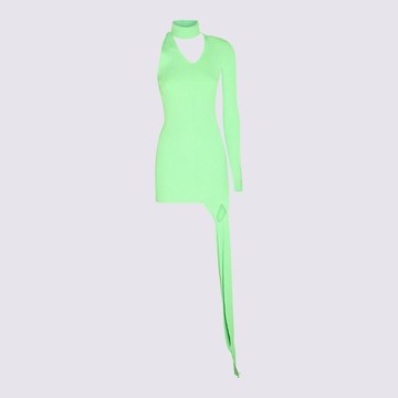 David Koma Green Neon Asymmetric Mini Dress