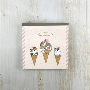 Mofusand 日本人氣貓咪插畫家 日本製 彩色 雙面圖案便條紙(冰淇淋)-日本直送，現貨在台｜小鶴日貨