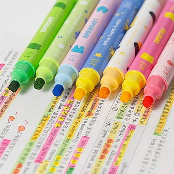 【台灣出貨】文具 學習用品 熒光筆 雙頭熒光筆 疊色熒光筆 戳戳熒光筆 划重點記號筆 熒光筆彩色 手賬筆 高顏值標記筆