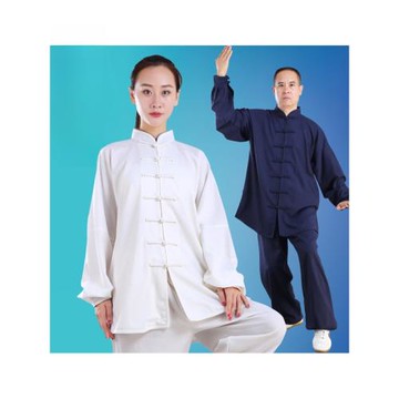 恒樹彈力棉麻太極服女春秋中國風功夫太極拳練功服男武術表演服裝