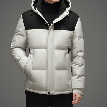 [巴黎精品] 真羽絨90%白鴨絨羽絨外套羽絨衣夾克-撞色保暖連帽防寒男外套3色a1is142