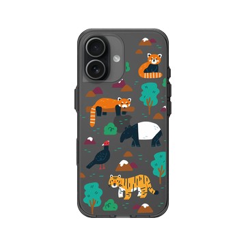 iPhone 17 Clear (相機按鈕) 酷墨灰 - RHINOSHIELD X Taipei Zoo - 亞洲區插畫（小貓熊、越南鷴、馬來虎、馬來貘）