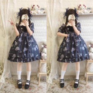 ガラスクラゲ柄セーラー風春夏ワンカラーゴスロリワンピース ドレス ロリィタ Op膝丈 Lolita ロリータ コスプレ エプロン 日常洋服リボン 通販 Lineポイント最大8 0 Get Lineショッピング