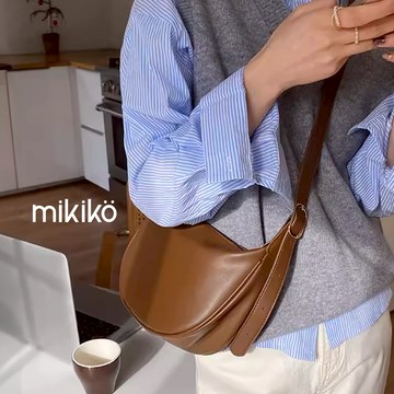 美木子｜復古PU皮水餃包【G40139】腋下包 斜挎包 單肩包 PU皮 美拉德色 黑色包包