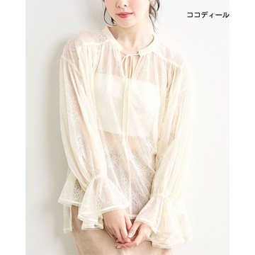 【ココディール】白色鈴口袖蕾絲衫 O2W18185