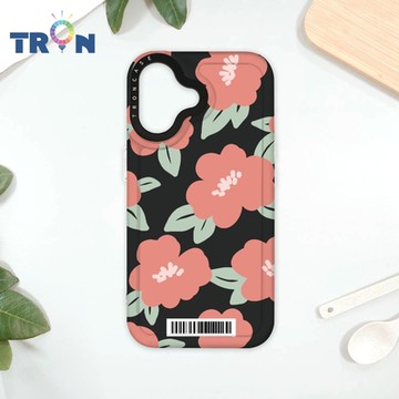 TRON iPhone 16 平塗手繪花朵A款 防摔太空載具殼 透白 軟硬 手機殼