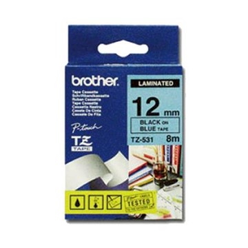 兄弟牌brother謢貝標籤帶/藍底黑字/12mmx8M/TZE-531