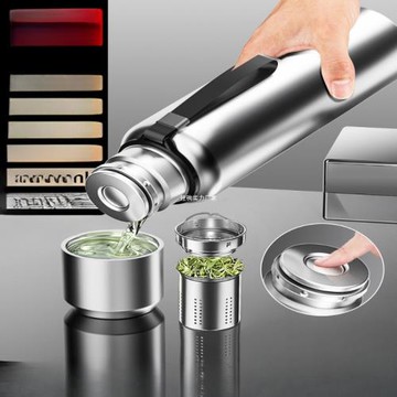 全鋼保溫杯大容量男款泡茶杯新款316L不銹鋼冬季水壺茶水分離水杯