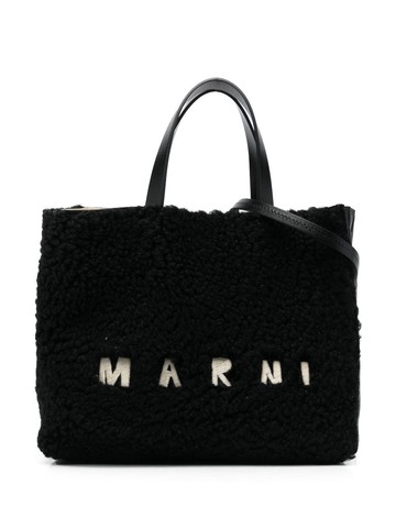 Marni - Museo Soft tote bag - women - Cotton/Calf Leather/Calf Leather/Sheep Skin/Shearling/Aluminium/Brass/Copper/Zinc - One Size - Black