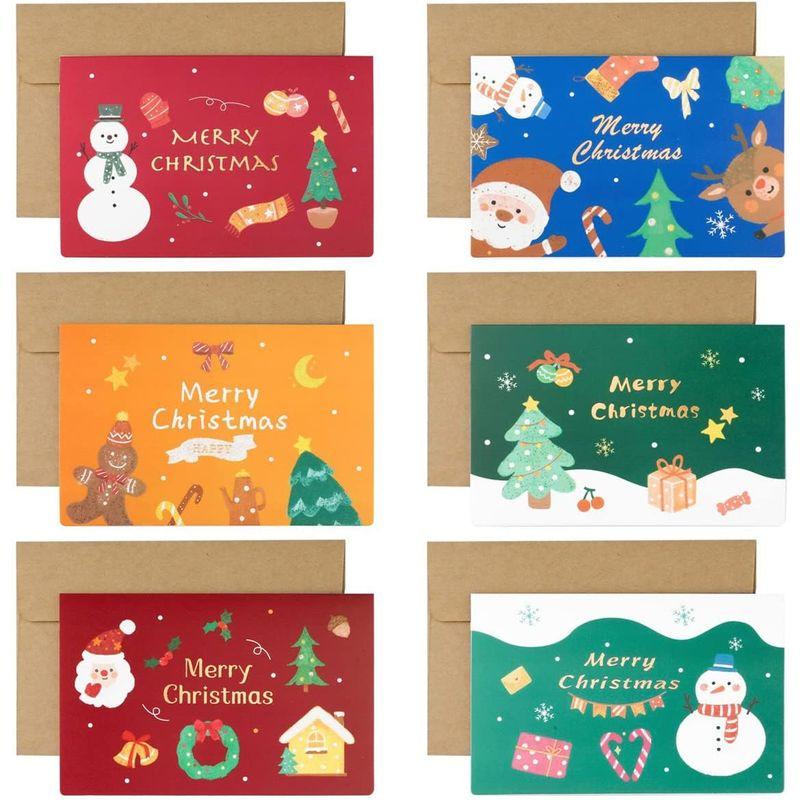 クリスマスカード 入り 6デザイン グリーティングカード メッセージカード クリスマス カード 封筒付き お祝いカード プレゼントカー