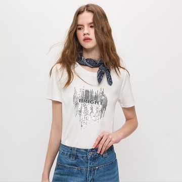 SO NICE 亮漆字母愛心圖Tee上衣