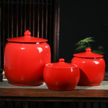 景德鎮陶瓷米缸帶蓋家用密封防潮防蟲歐式10斤20斤30斤儲米箱米桶