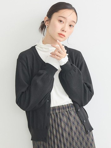 素面細閃銀絲設計開襟罩衫(1N43L2D0100) - earth music&ecology