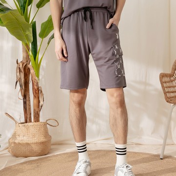 PLAYBOY - 煙灰色空氣棉貼袋短褲 - 深灰色/651-034-06-8