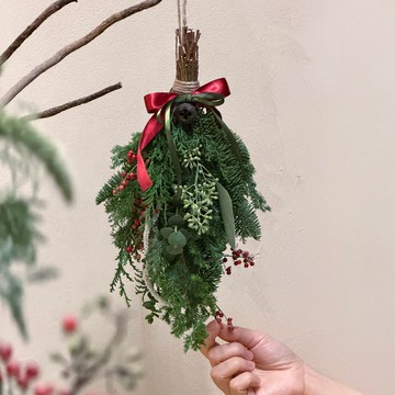 聖誕花圈 /掛束 - 香氛森林 / 新鮮花材可乾燥 / 諾貝松