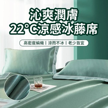 【台灣隔日達 8H出貨】冰藤涼席 冰涼枕套 可機洗涼席 涼席三件套 單人涼席 雙人涼席 寢具用品 冰涼墊 空調席