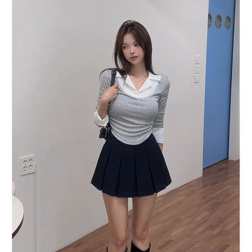 🇰🇷Korea韓國連線·正韓 甜美高腰百摺短裙 高腰短裙 A字短裙 百摺裙 學院風 學生風 韓國女裝 東大門代購