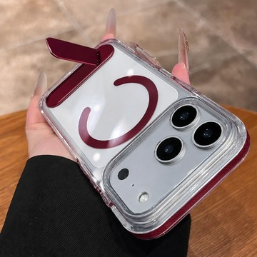 冰透防滑紋 MagSafe 一體支架 手機殼 適用iPhone 18 17 16 15 14 13 Promax 防摔殼