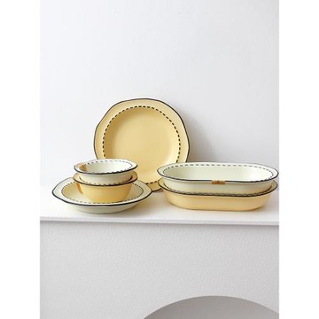 日式ins二次元釉下彩米飯碗菜盤沙拉水果盤烤盤不規則餐具木蘭溪