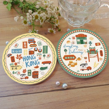 【客製化禮物】 Hong Kong 香港縮影 吸水杯墊 I