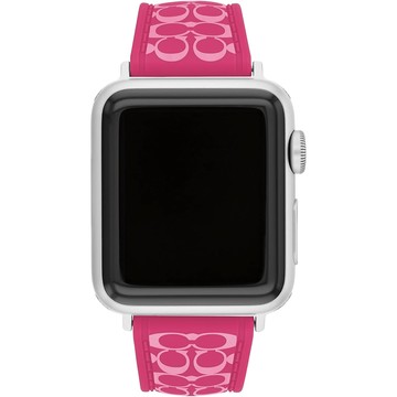 COACH Apple Watch 錶帶 38/40/41mm適用 矽膠錶帶 桃紅色 (不含手錶)
