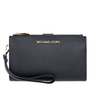 MICHAEL KORS 多功能長夾 十字紋防刮真皮 長夾 手機包 皮夾 手拿包 M62761 黑色MK(現貨)▶指定Outlet商品5折起☆現貨【送禮首選★APP下單點數4倍送】