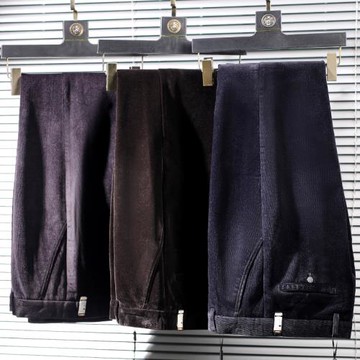 加絨加厚條絨褲子男燈芯絨金絲絨長褲休閑褲直筒老頭褲秋冬季J63