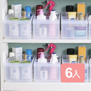 真心良品 諾可隔板多用途整理盒中款(附輪)6入組