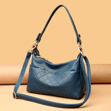 多層多兜拉鏈手提單肩斜挎小包2024新款女包中年媽媽百搭氣質軟皮