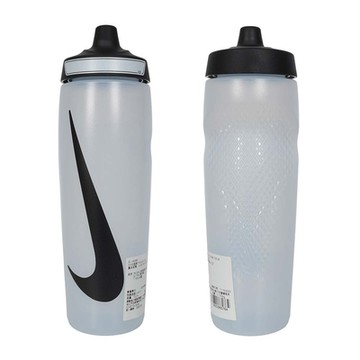 NIKE REFUEL 瓶蓋擠壓水壺 24 OZ-慢跑 登山 單車 N100766612524 霧白黑