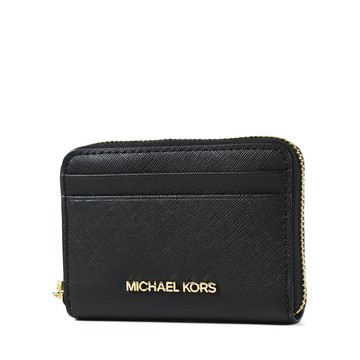 MICHAEL KORS 防刮皮革拉鍊零錢包卡包-黑色