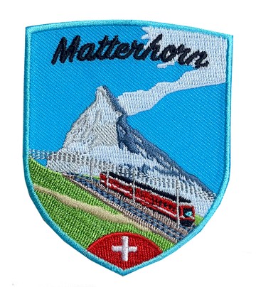 瑞士 馬特洪峰 (小火車) 地標熨斗刺繡背膠補丁 袖標 布標 布貼 補丁 貼布繡 臂章
