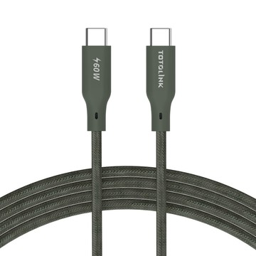 TOTOLINK 60W Type-C C to C PD 3.0快充 手機傳輸線 充電線 -雪松灰 -200cm (適用安卓及iPhone 17)