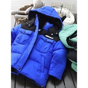 兒童撞色加厚冬季可拆卸帽棉服