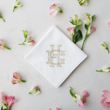 兩條一組 monogram 刺繡 婚禮手帕 聯名對巾 姓名訂製 婚禮派對 結婚式 新郎新娘 婚禮籌備 婚禮禮物