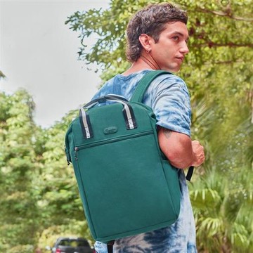 《TRAVELON》Coastal帆布雙層後背包(湖水綠L)