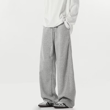 『現貨隔日達』Cleanfit 解構 線條 彎刀褲 棉寬褲 UNISEX 棉褲 寬褲 落地褲 長褲 灰色運動褲