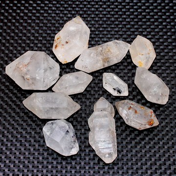 如鴻天然白水晶原石擺件雙尖六棱柱閃靈鉆石頭礦石毛料標本