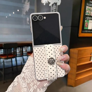 波點腕帶 山茶花 Moto Razr 60 50 70ultra Razr 70 50ultra 手機殼 防摔 保護套